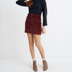 NWT Madewell Stretch Velveteen Straight Mini Skirt